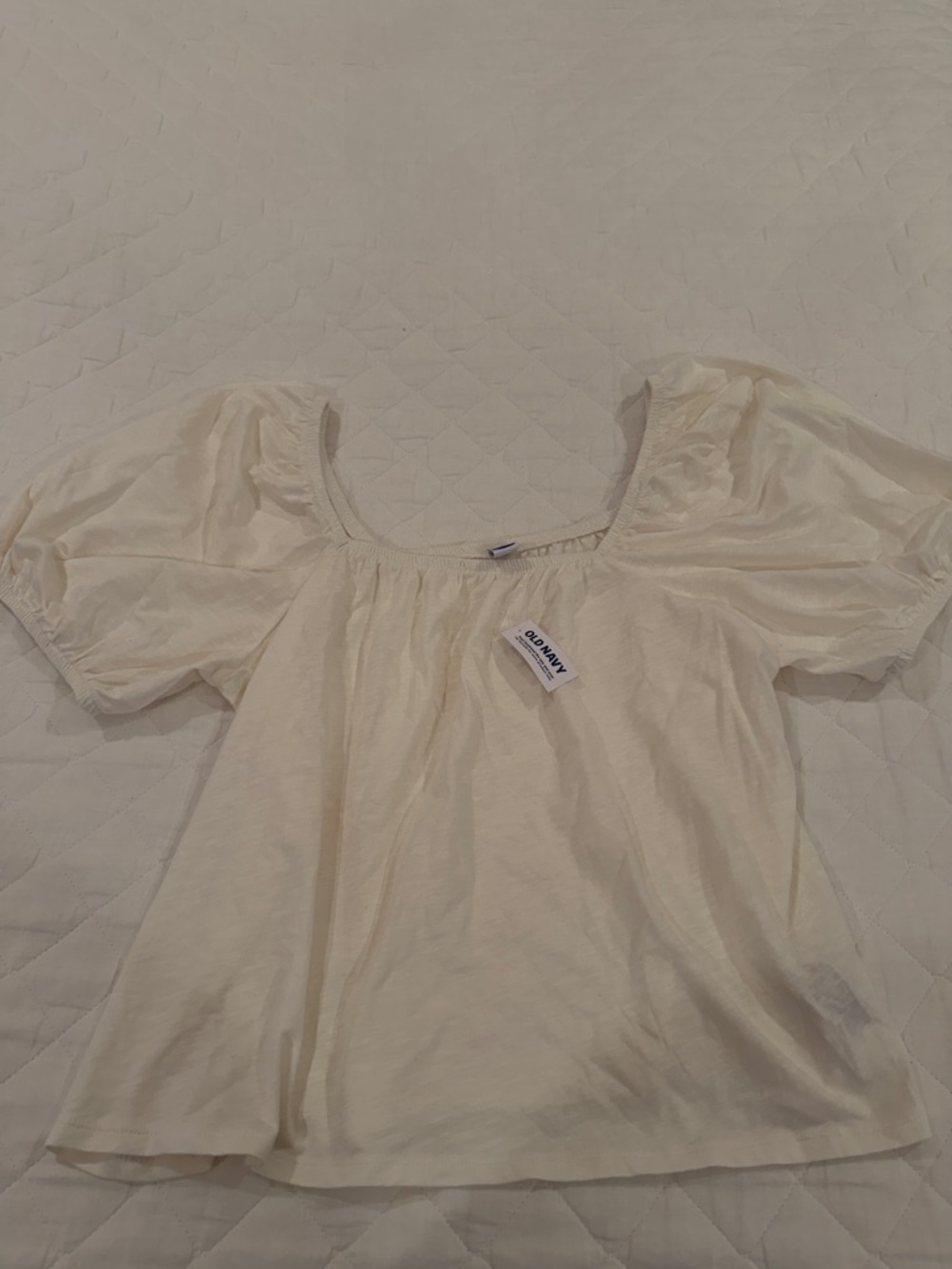 Old Navy Cream Square-Neck Puff Sleeve Top